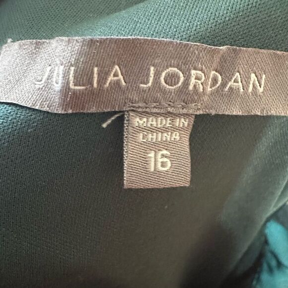 Julia Jordan Dress 16 Teal Floral Midi Puff Sleeve Slit Hem Nordstrom $1… - Picture 6 of 10